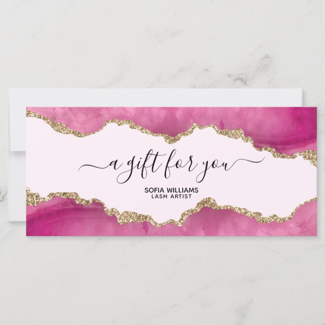 Elegante Agato rosa Purpurina de oro moderno (Anverso)