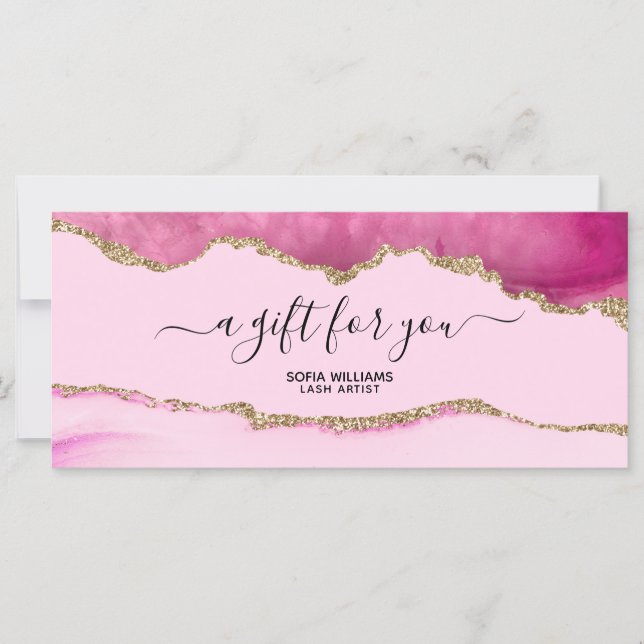 Elegante Agato rosa Purpurina de oro moderno (Anverso)