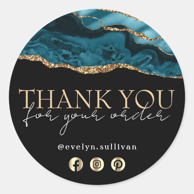 Elegante agenda verde azulada gracias pegatina (Anverso)