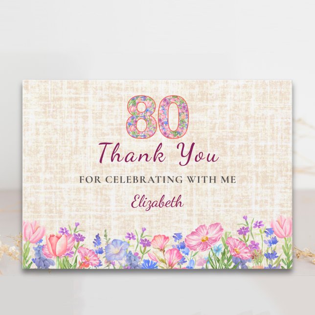 Elegante agradecimiento de 80 cumpleaños para ella (Subido por el creador)
