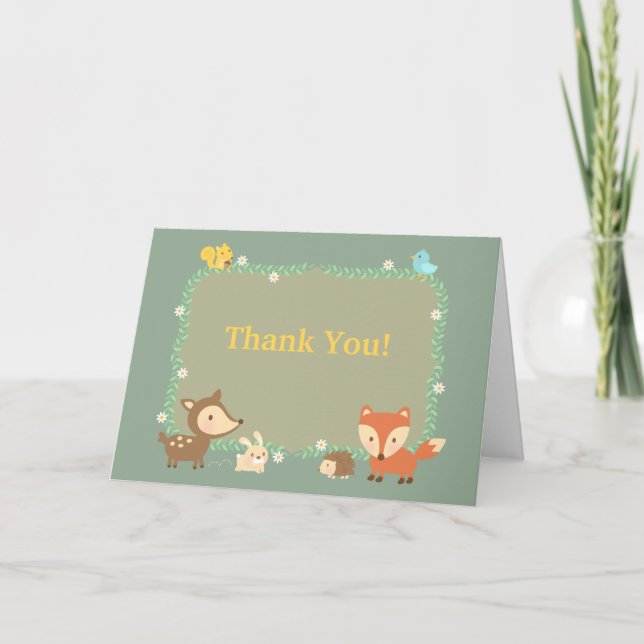 Elegante agradecimiento de animales del bosque con (Anverso)