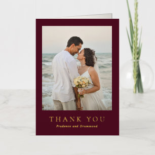 Elegante Agradecimiento de Boda Clásico de Borgoña