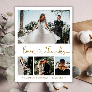 Elegante agradecimiento de boda con guión de coraz