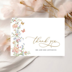 Elegante Agradecimiento de Boda Floral Pastel Rosa