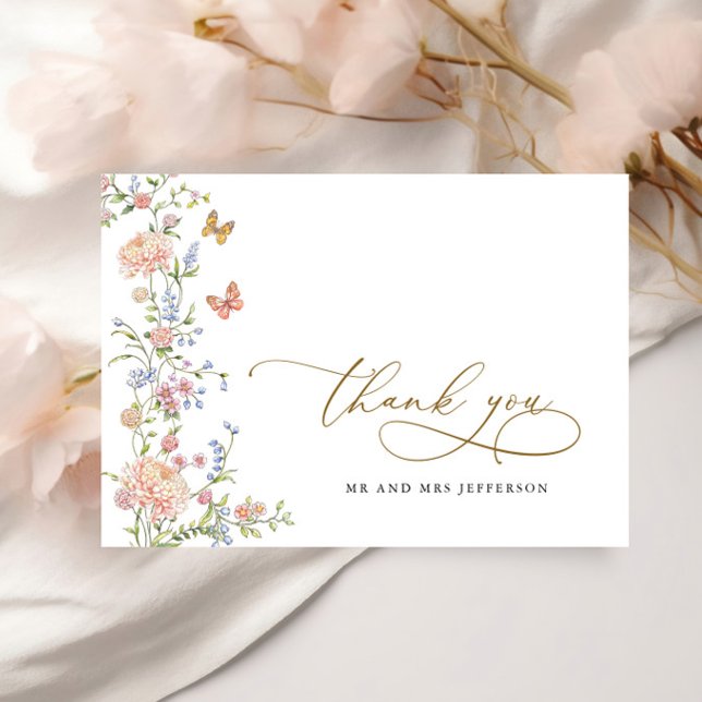 Elegante Agradecimiento de Boda Floral Pastel Rosa (Subido por el creador)