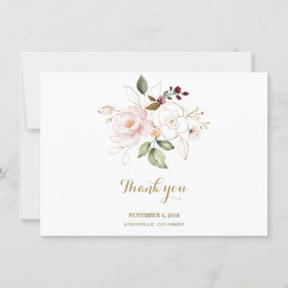 Elegante Agradecimiento de Boda Floral Rosa Rubor 