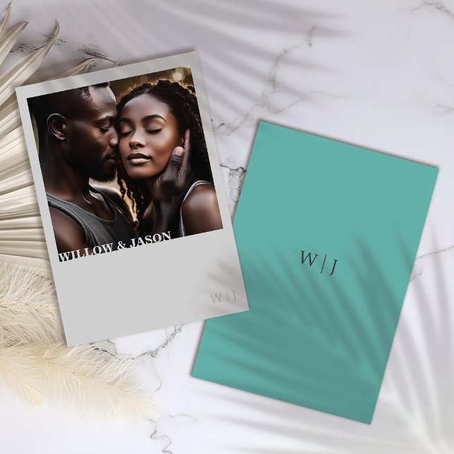 Elegante agradecimiento de boda minimalista con fo (Subido por el creador)