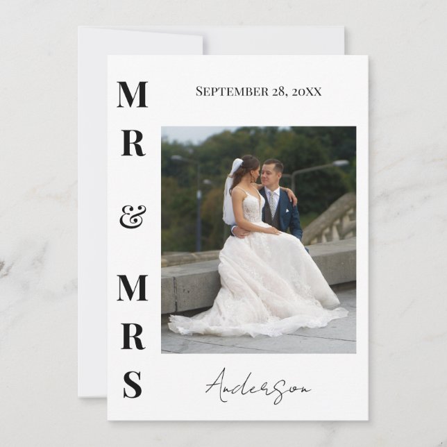 Elegante Agradecimiento de Boda Moderno para Señor (Anverso)
