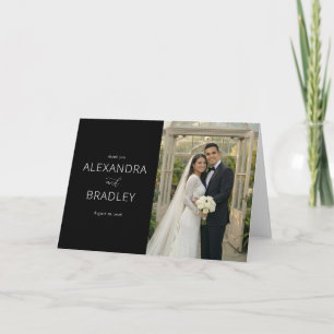 Elegante Agradecimiento de Boda Negro
