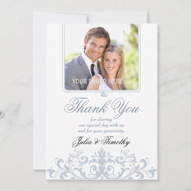 Elegante Agradecimiento de Boda (Vertical) (Anverso)