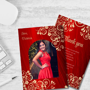 Elegante Agradecimiento de Foto de Quinceañera en 