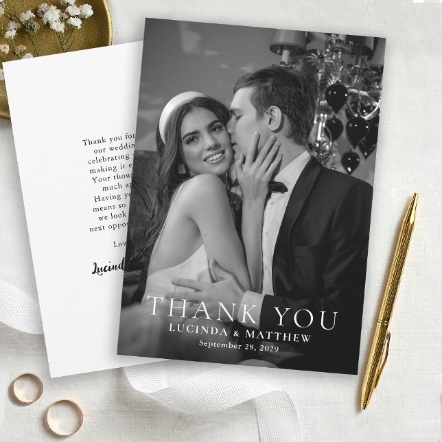 Elegante Agradecimiento de Fotos de Boda (Thank You cards with elegant styling.)