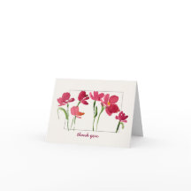 Elegante Agradecimiento Floral Suelto Acuarela Roj