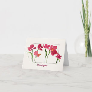Elegante Agradecimiento Floral Suelto Acuarela Roj