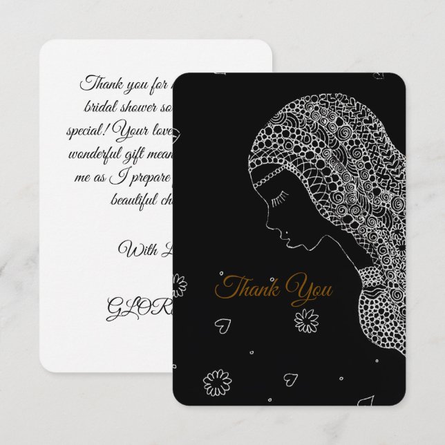 Elegante Agradecimiento para Despedida de Soltera  (Anverso / Reverso)