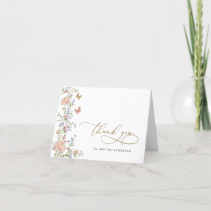 Elegante Agradecimiento Pastel Rosa Floral Boda Gr