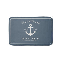 Elegante Alfombra de Baño Azul Pizarra Costera Mon