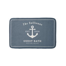 Elegante Alfombra de Baño Azul Pizarra Costera Mon