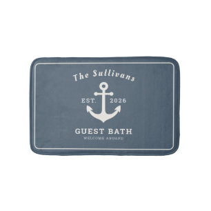 Elegante Alfombra de Baño Azul Pizarra Costera Mon
