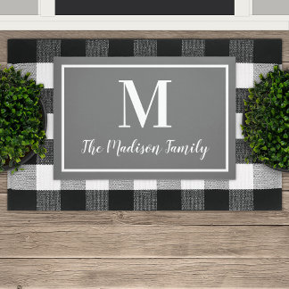 Elegante Alfombra Gris Personalizada con Inicial