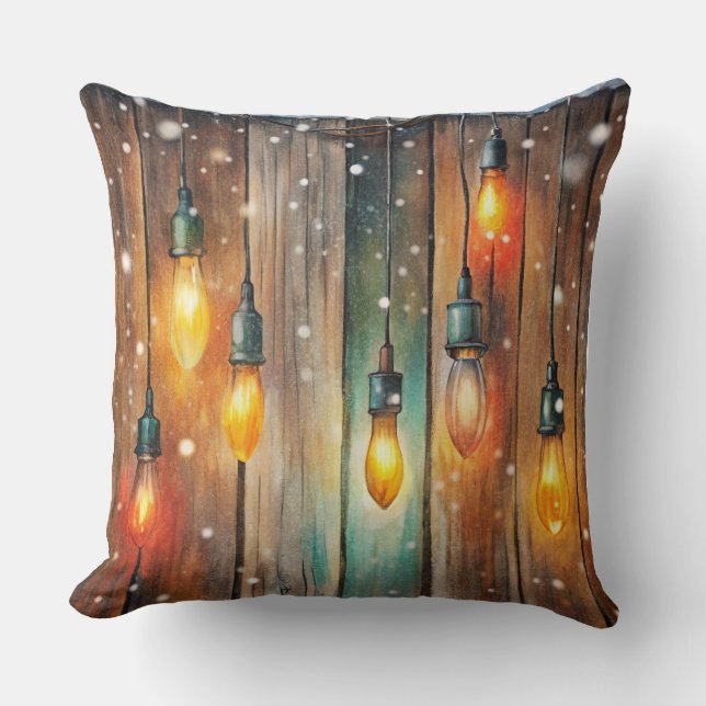 Elegante almohada acuarela de árbol de Navidad (Anverso)