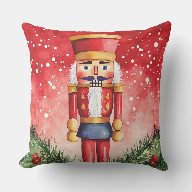 Elegante almohada acuarela de árbol de Navidad (Anverso)