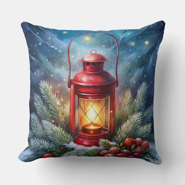Elegante almohada acuarela de árbol de Navidad (Anverso)