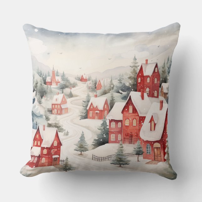 Elegante almohada acuarela de árbol de Navidad (Anverso)