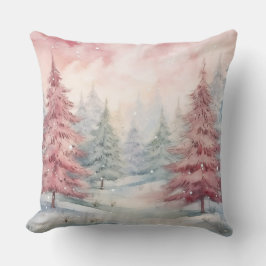 Elegante almohada acuarela de árbol de Navidad