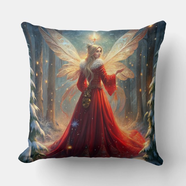 Elegante almohada acuarela de árbol de Navidad (Anverso)