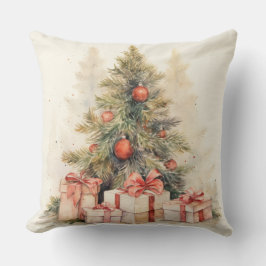 Elegante almohada acuarela de árbol de Navidad