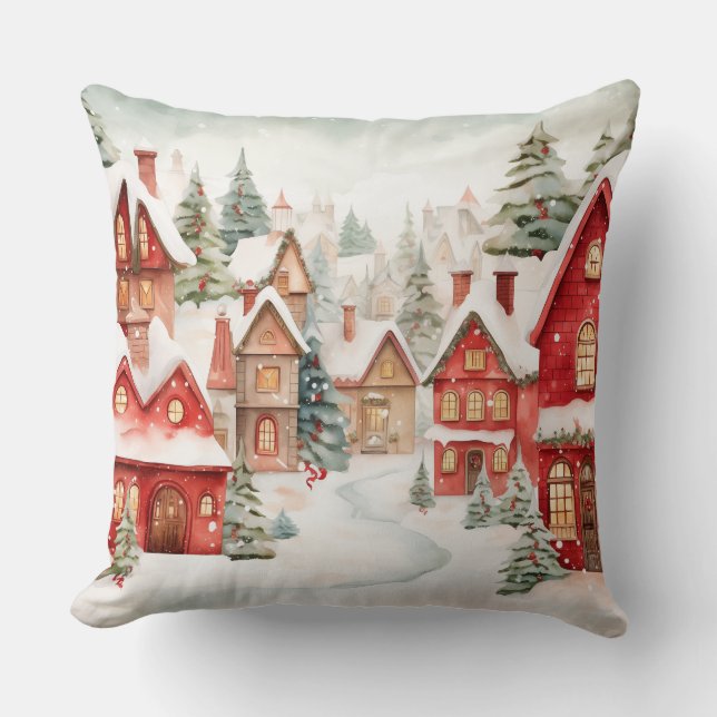Elegante almohada acuarela de árbol de Navidad (Anverso)