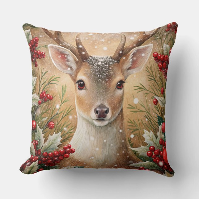 Elegante almohada acuarela de árbol de Navidad (Anverso)