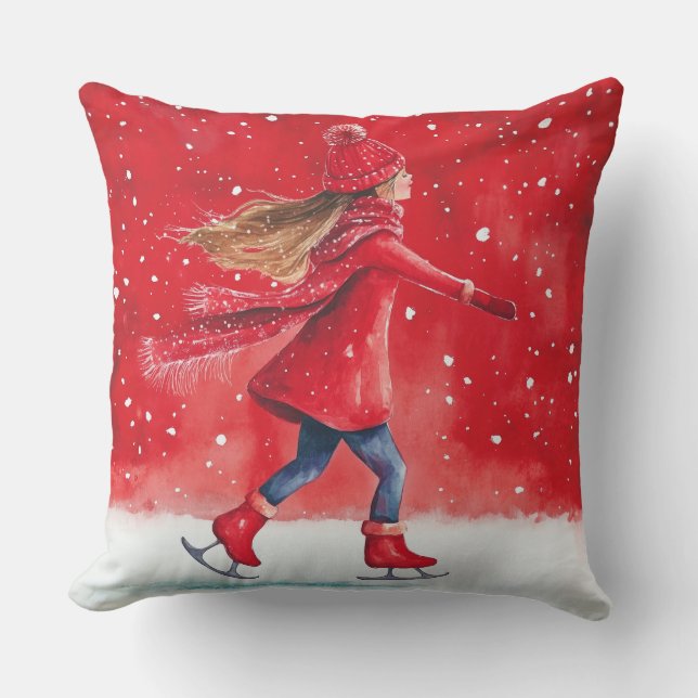 Elegante almohada acuarela de árbol de Navidad (Anverso)