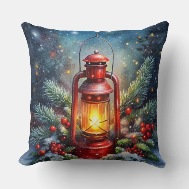 Elegante almohada acuarela de árbol de Navidad (Anverso)