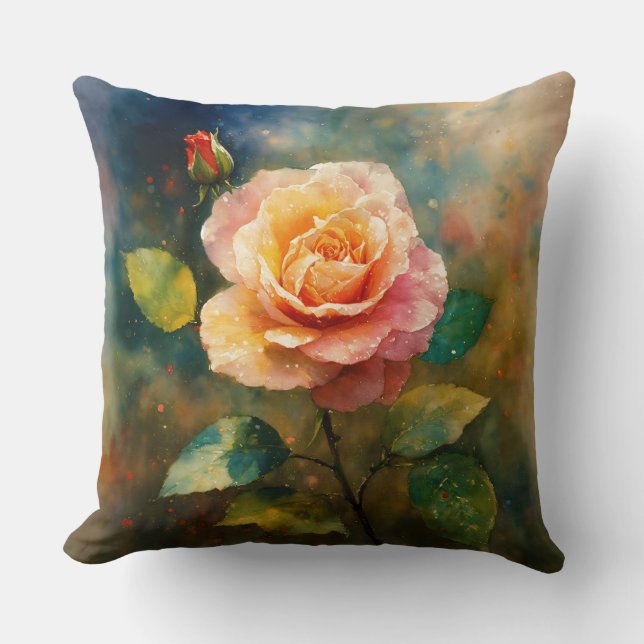 Elegante almohada acuática con Rosa húmedo (Anverso)