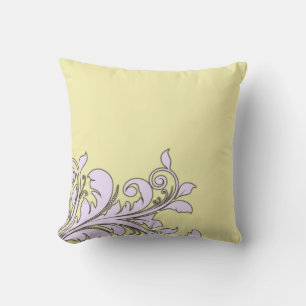 Elegante almohada amarilla floral Swirls Diseño