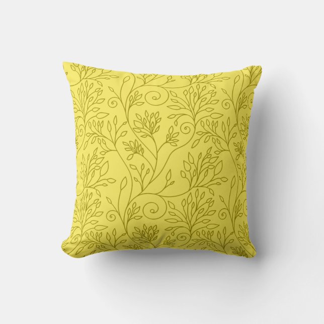 Elegante almohada amarillo floral (Anverso)
