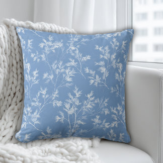 Elegante Almohada Botánica de Escarcha Invernal Az