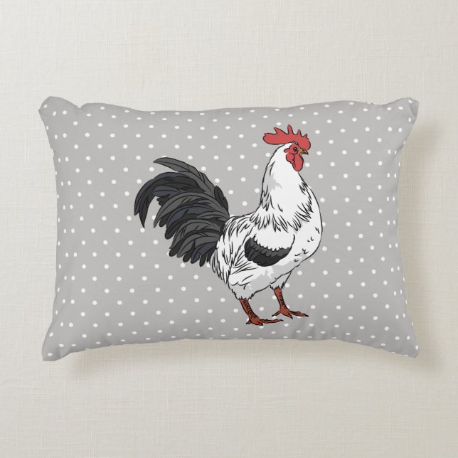 Elegante almohada de acento de gallo blanco (Anverso)