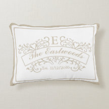 Elegante almohada de acento monograma
