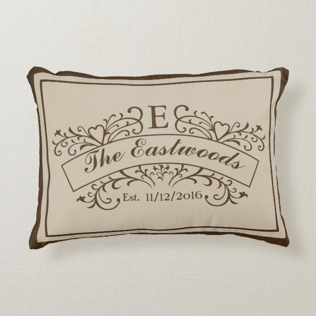 Elegante almohada de acento monograma (Anverso)