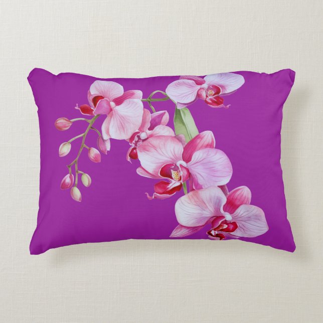 Elegante almohada de acento orquídeo púrpura (Anverso)
