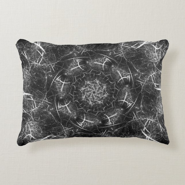 Elegante almohada de espiral plateada fractal (Anverso)