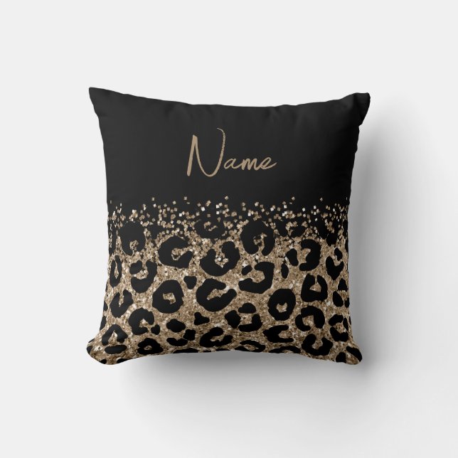 Elegante almohada de impresión de leopardo con nom (Anverso)