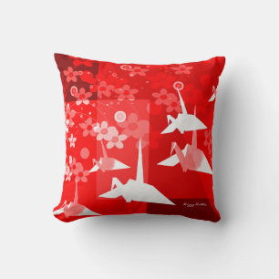 Elegante almohada de obra de arte de Origami rojo