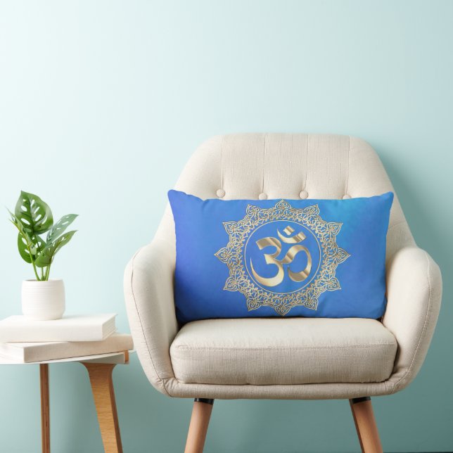 Elegante almohada de oro y azul de lanzamiento de  (Silla)