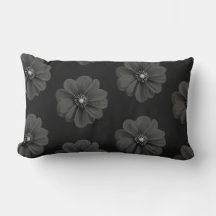 Elegante almohada de patrón floral negro - Oscuro 