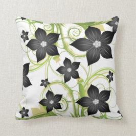 elegante almohada de tiro floral de carbón gris