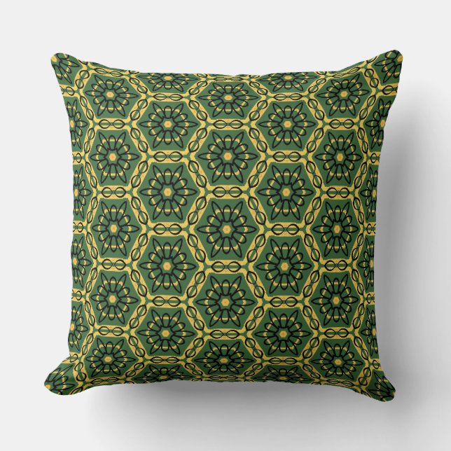 Elegante almohada dorada verde oscuro (Anverso)
